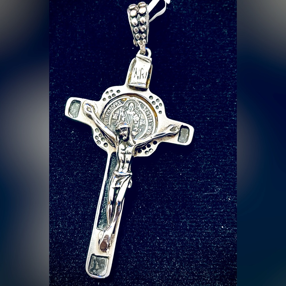 $275 Heavy Large Sterling Silver Cross Pendant. Hand Made Reg $595 Cyber Week